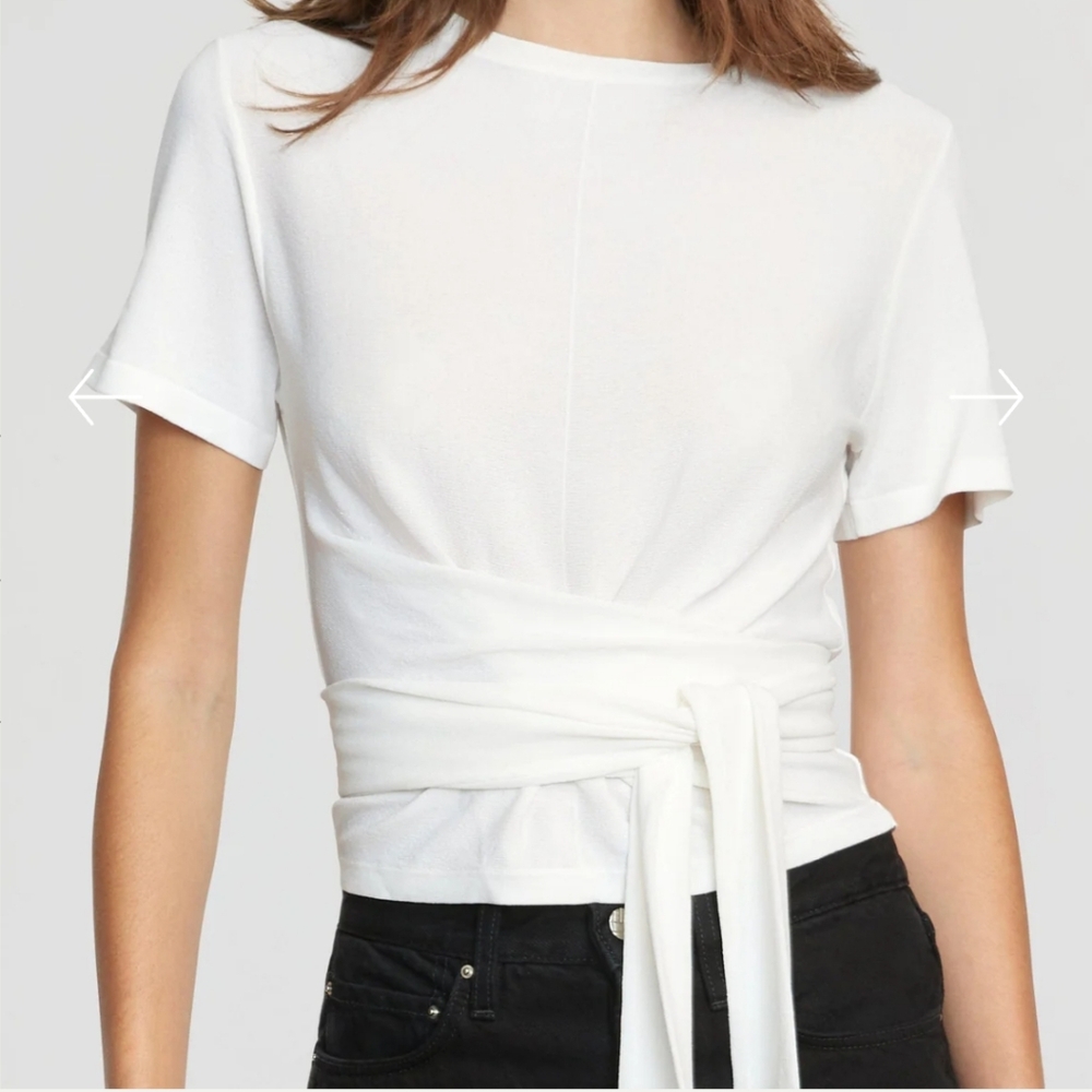 Modern Citizen Jude cropped tie front White Wrap Top